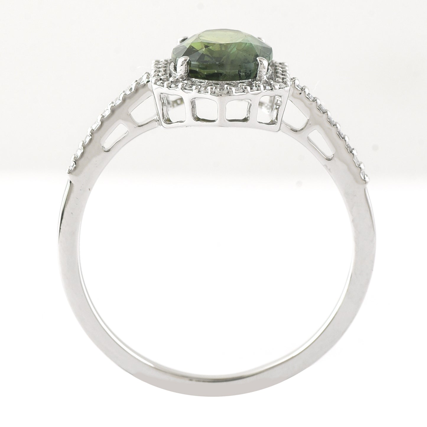 2.14 Ct Oval Mixed Cut Natural Green Sapphire 950 Platinum Ring