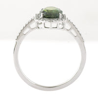 2.14 Ct Oval Mixed Cut Natural Green Sapphire 950 Platinum Ring