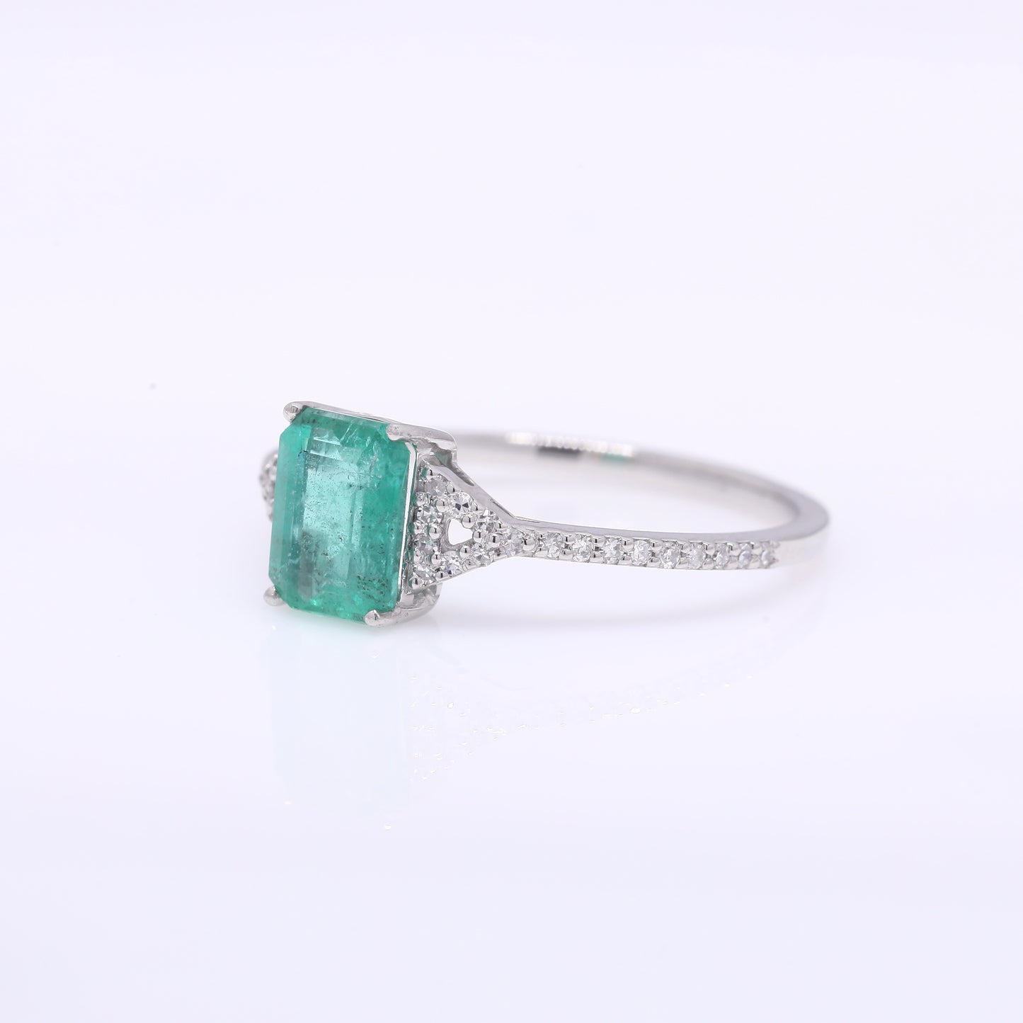 1.21 Ct Octagon Step Cut Natural Emerald 950 Platinum Ring