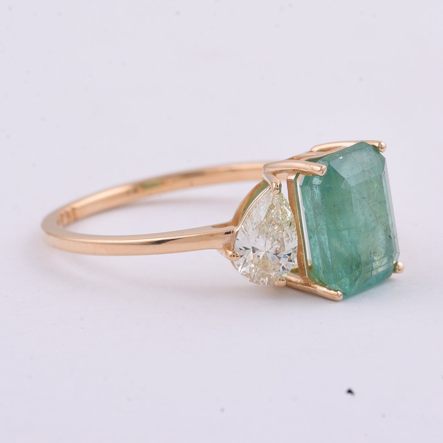 2.80 Ct Octagon Step Cut Natural Emerald 14K Gold Ring