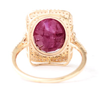 6.98 Ct Oval Mixed Cut Natural Corundum Ruby 14K Gold Ring