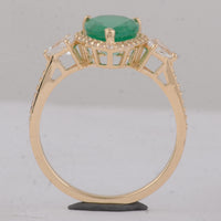 2.30 Ct Pear Emerald 9K Gold Ring