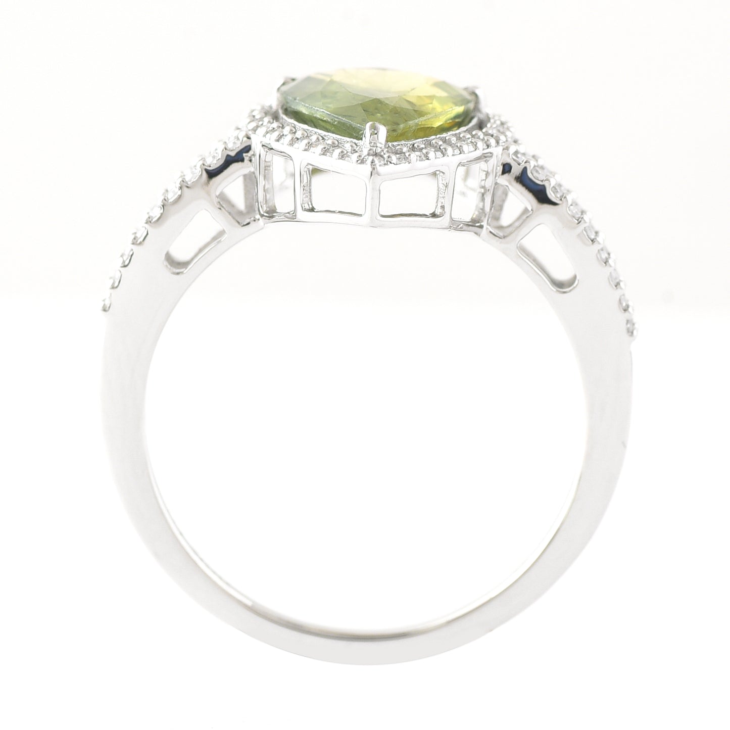 2.67 Ct Pear Mixed Cut Natural Green Sapphire 950 Platinum Ring