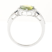 2.67 Ct Pear Mixed Cut Natural Green Sapphire 950 Platinum Ring