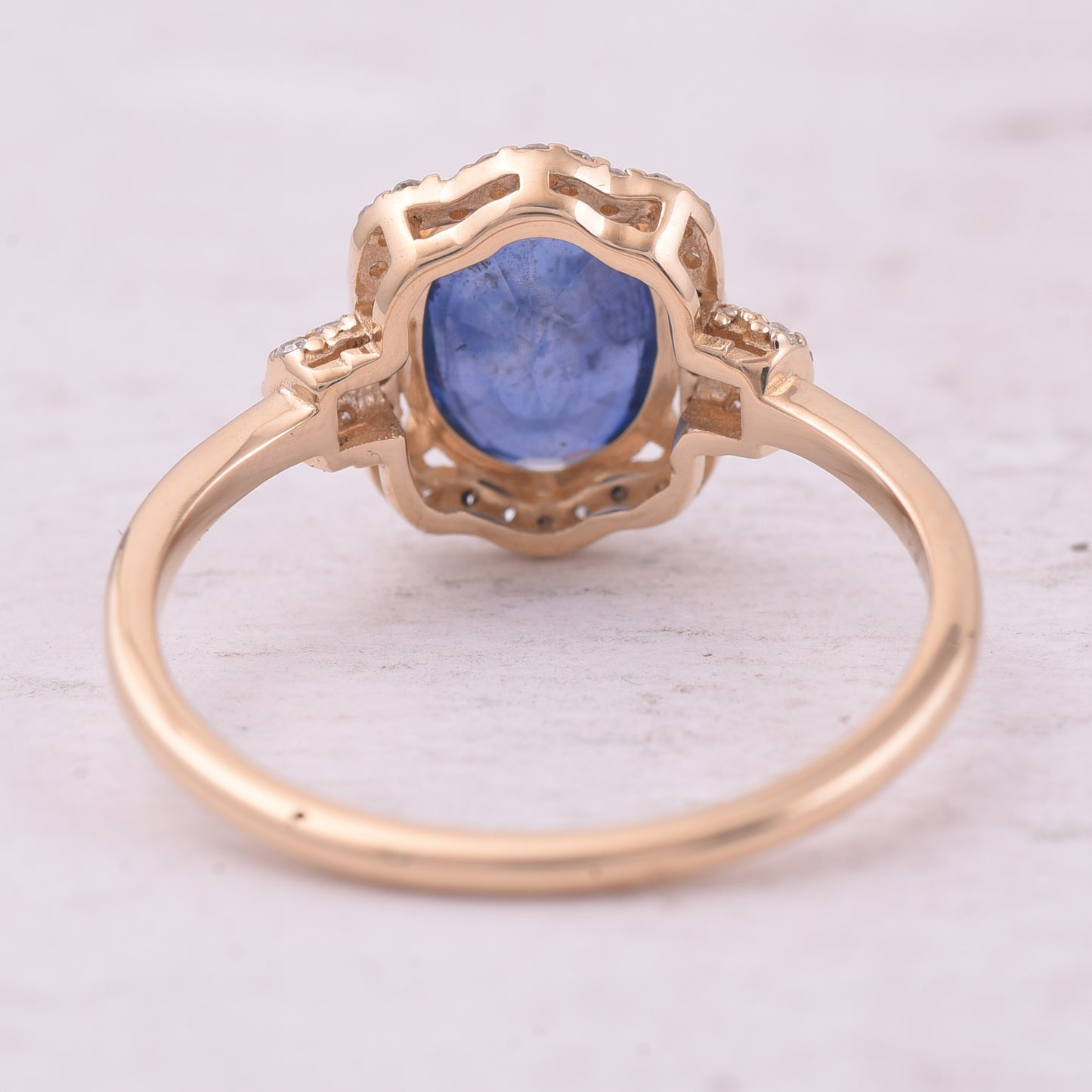 2.10 Ct Oval Mixed Cut Natural Sapphire 14K Gold Ring