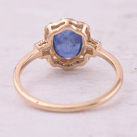 2.10 Ct Oval Mixed Cut Natural Sapphire 14K Gold Ring