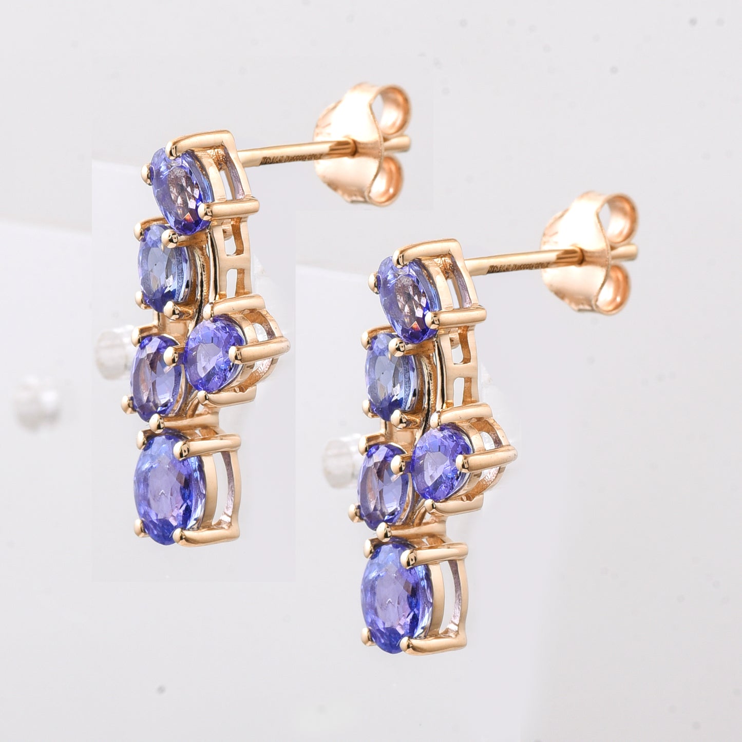 2.24 Ct Oval Natural Tanzanite 14K Gold Earrings