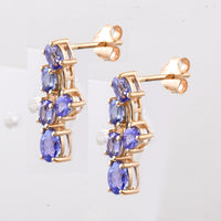 2.24 Ct Oval Natural Tanzanite 14K Gold Earrings