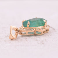 1.67 Ct Pear Mixed Cut Natural Emerald 14K Gold Pendant