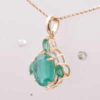 2.15 Ct Oval, Marquise Emerald 14K Gold Pendant