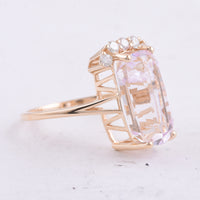 8.48 Ct Cushion Natural Kunzite 14K Gold Ring