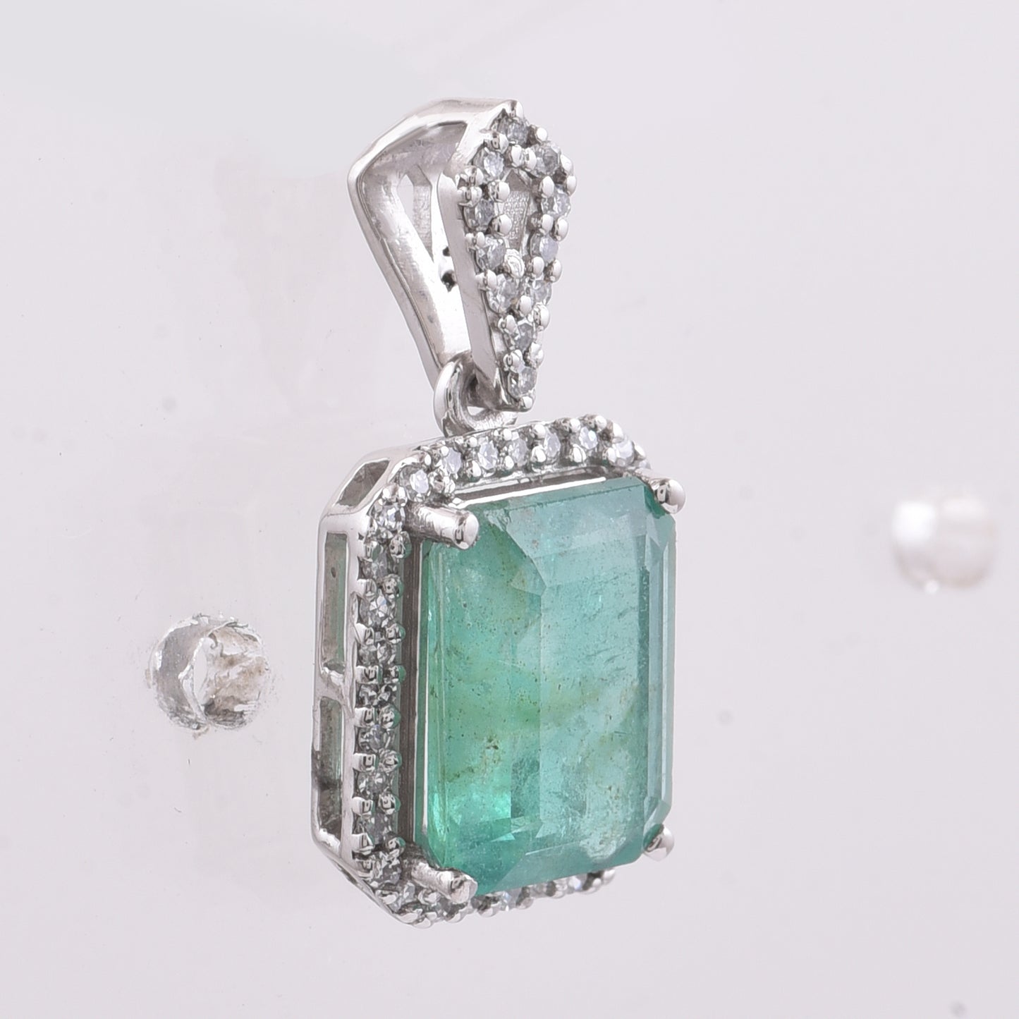 1.98 Ct Octagon Step Cut Natural Emerald 950 Platinum Pendant