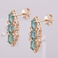 1.43 Ct Oval Natural Emerald 14K Gold Earrings