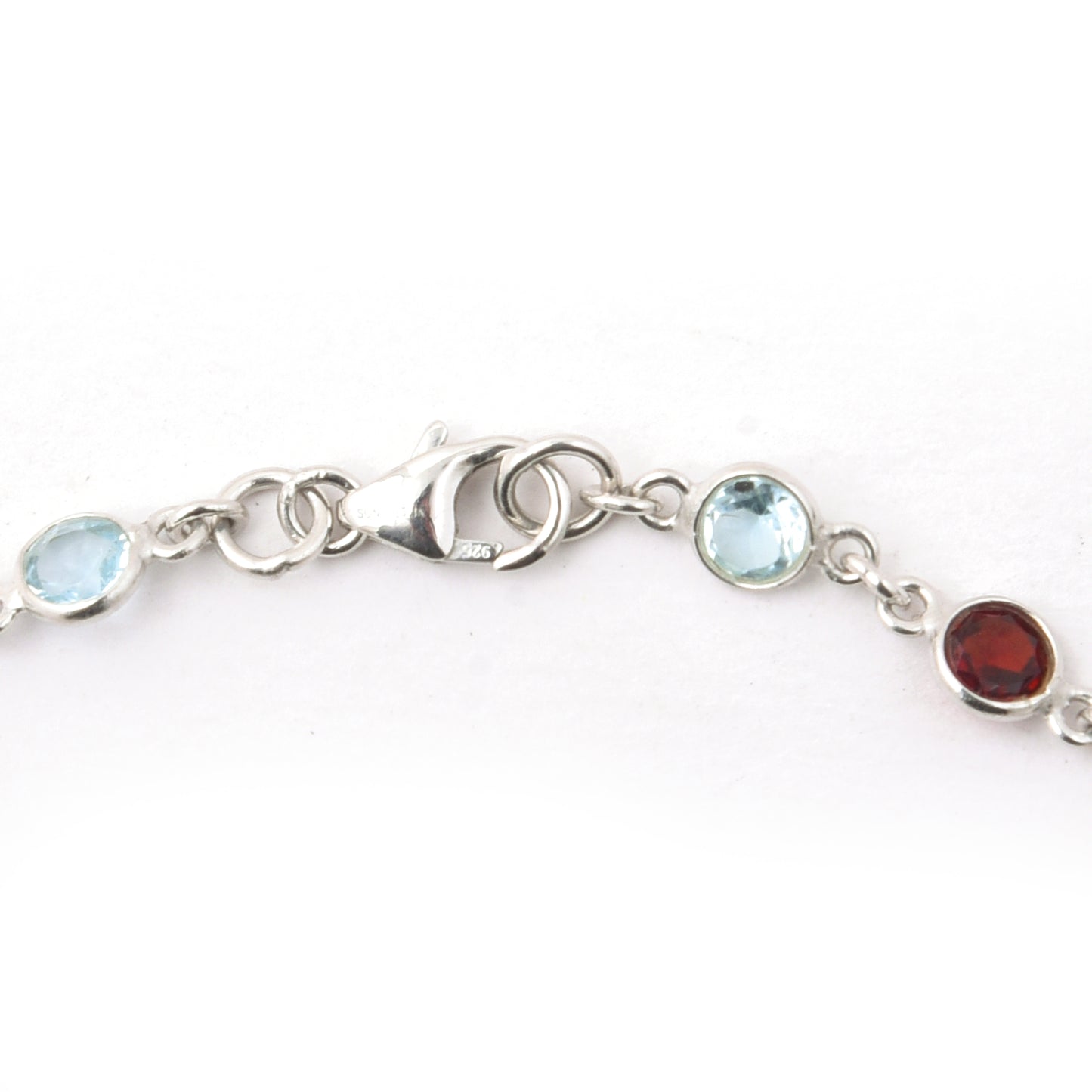 4.58 Ct Round Garnet, Peridot, Blue Topaz, Citrine, Amethyst 925 Sterling Silver Bracelet