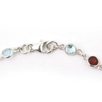 4.58 Ct Round Garnet, Peridot, Blue Topaz, Citrine, Amethyst 925 Sterling Silver Bracelet