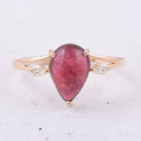 2.30 Ct Pear Natural Pink Tourmaline 14K Gold Ring