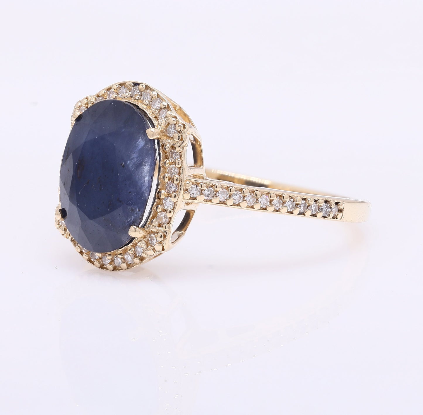3.83 Ct Oval Mixed Cut Natural Sapphire 14K Gold Ring