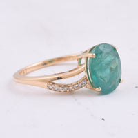 2.59 Ct Oval Natural Emerald 14K Gold Ring