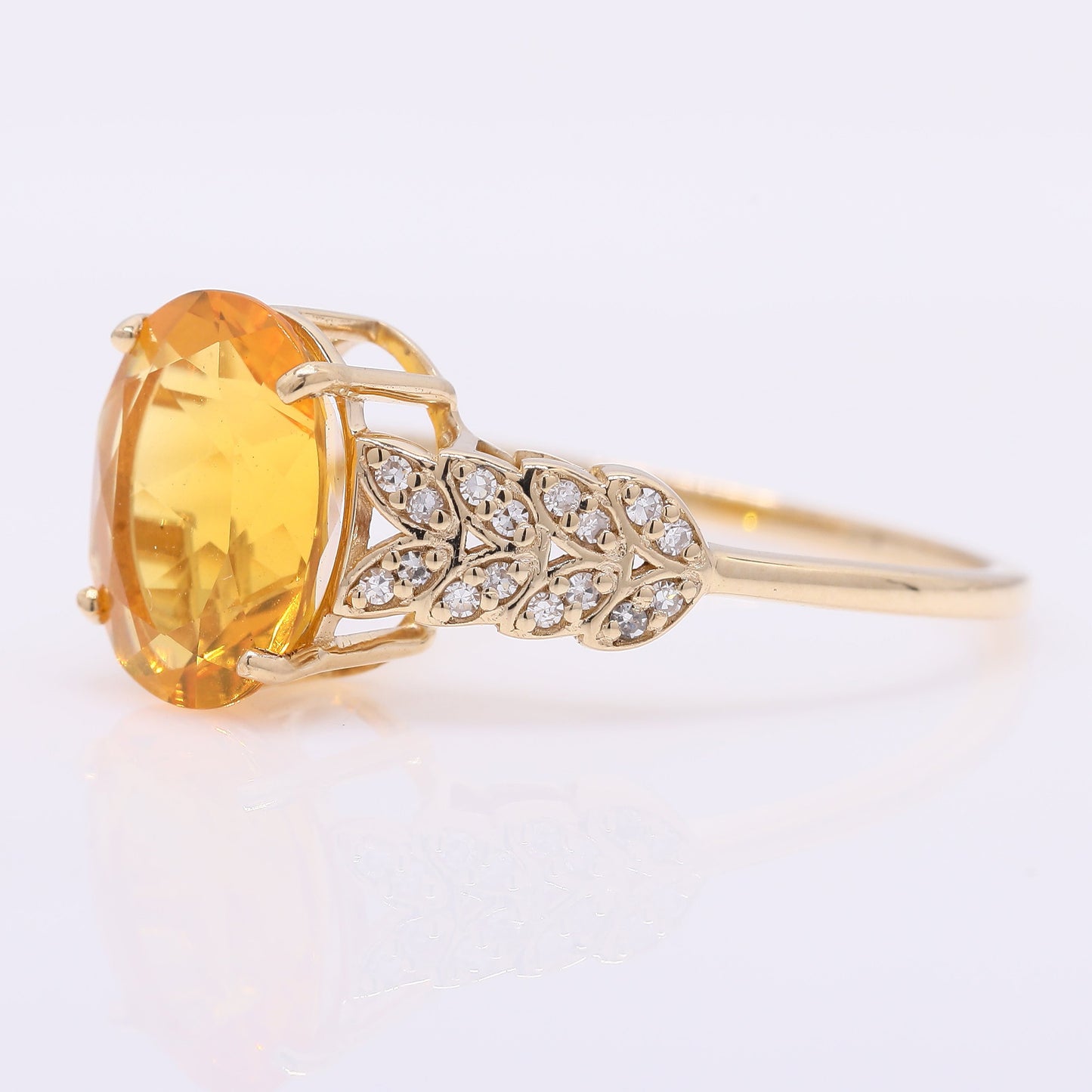 1.93 Ct Oval Mixed Cut Natural Fire Opal 14K Gold Ring
