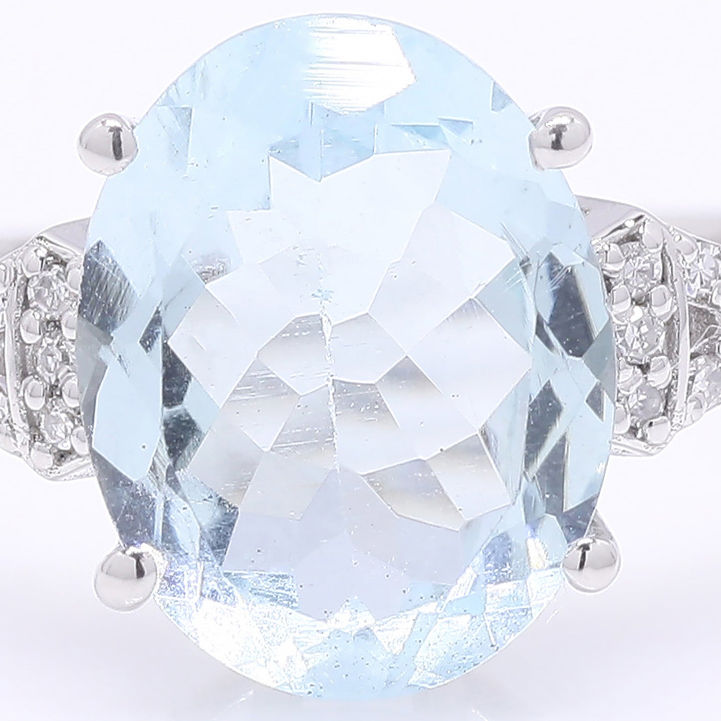 2.60 Ct Oval Mixed Cut Natural Aquamarine 950 Platinum Ring