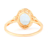 1.87 Ct Oval Mixed Cut Natural Aquamarine 14K Gold Ring