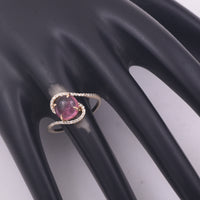 2.02 Ct Round Cabochon Cut Natural Pink Tourmaline 14K Gold Ring