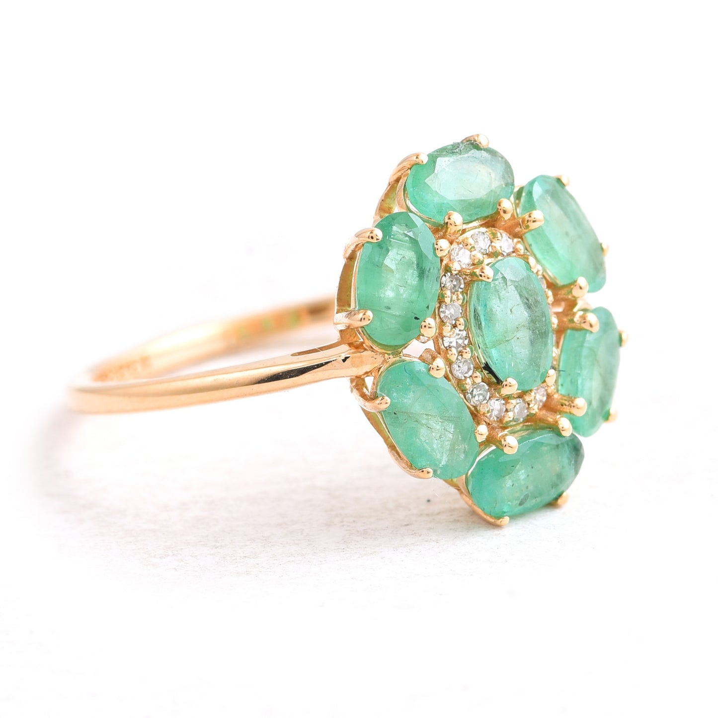 3.12 Ct Oval Mixed Cut Natural Emerald 14K Gold Ring