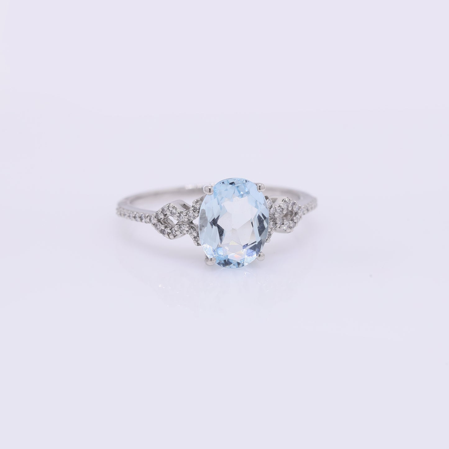 1.82 Ct Oval Mixed Cut Natural Aquamarine 950 Platinum Ring