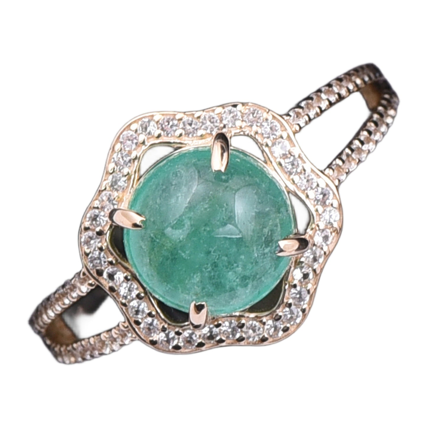 2.56 Ct Round Emerald 9K Gold Ring