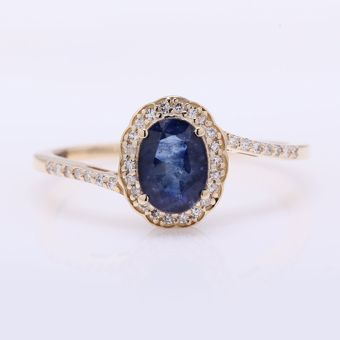 1.38 Ct Oval Mixed Cut Natural Sapphire 14K Gold Ring