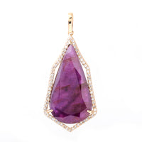 7.45 Ct Pear Mixed Cut Natural Corundum Ruby 14K Gold Pendant