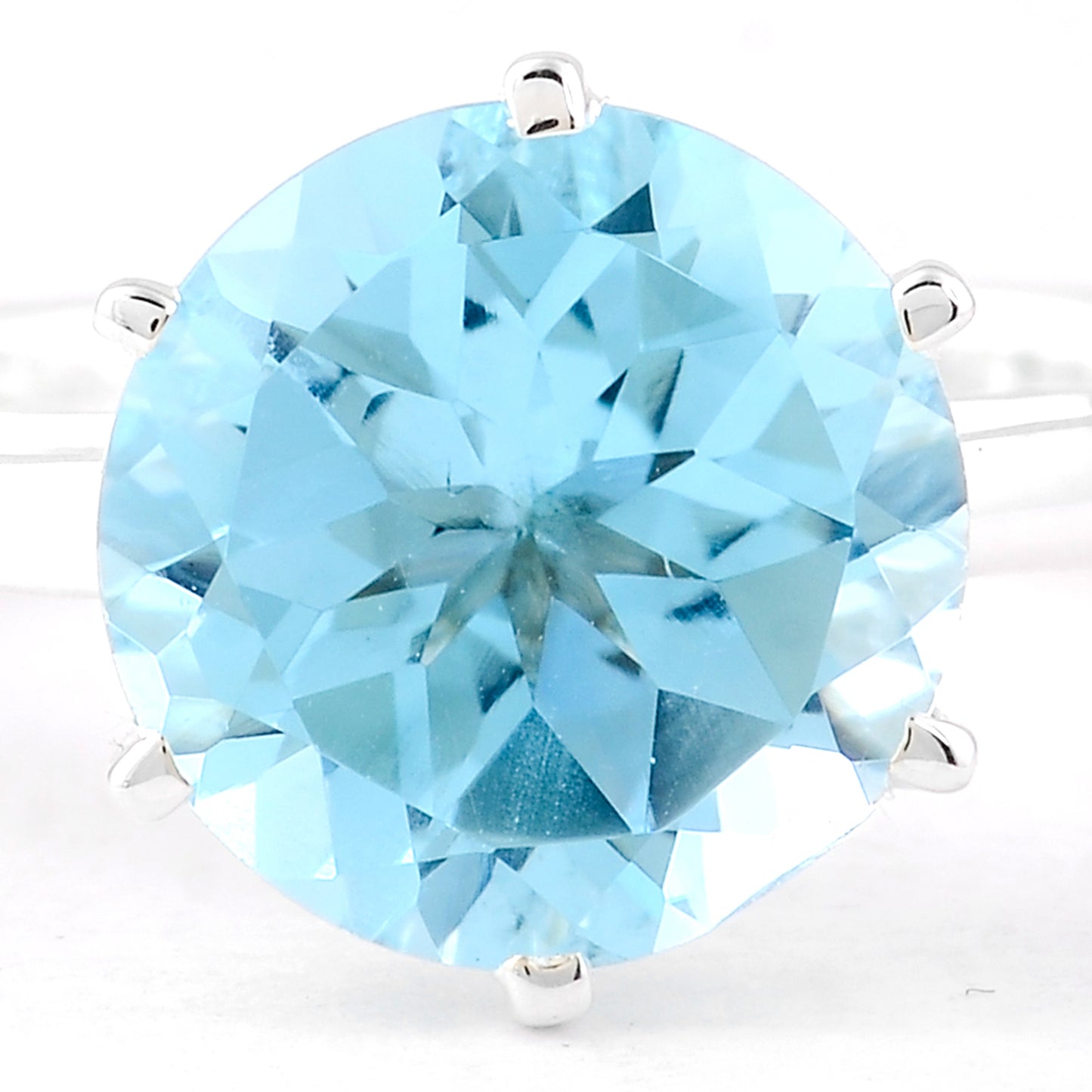 3.80 Ct Round Blue Topaz 925 Sterling Silver Ring