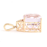 6.08 Ct Rectangular Cushion Mixed Cut Kunzite 14K Gold Pendant