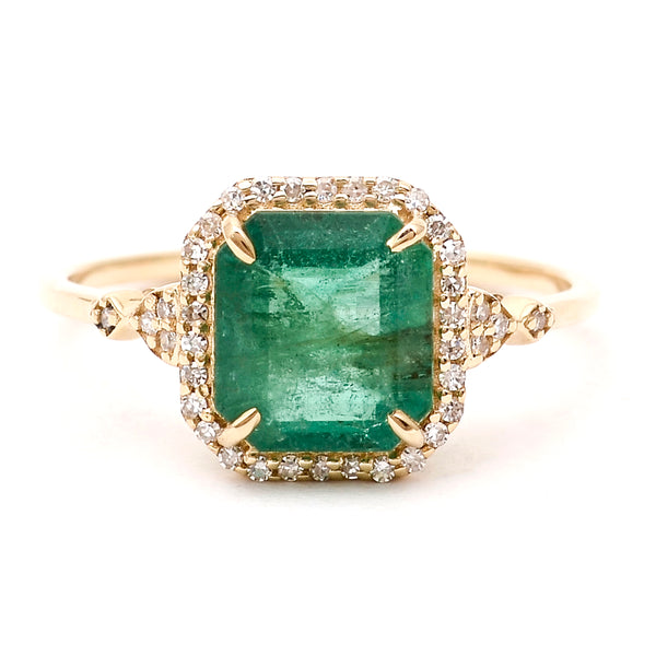 2.09 Ct Octagon Natural Emerald 14K Gold Ring