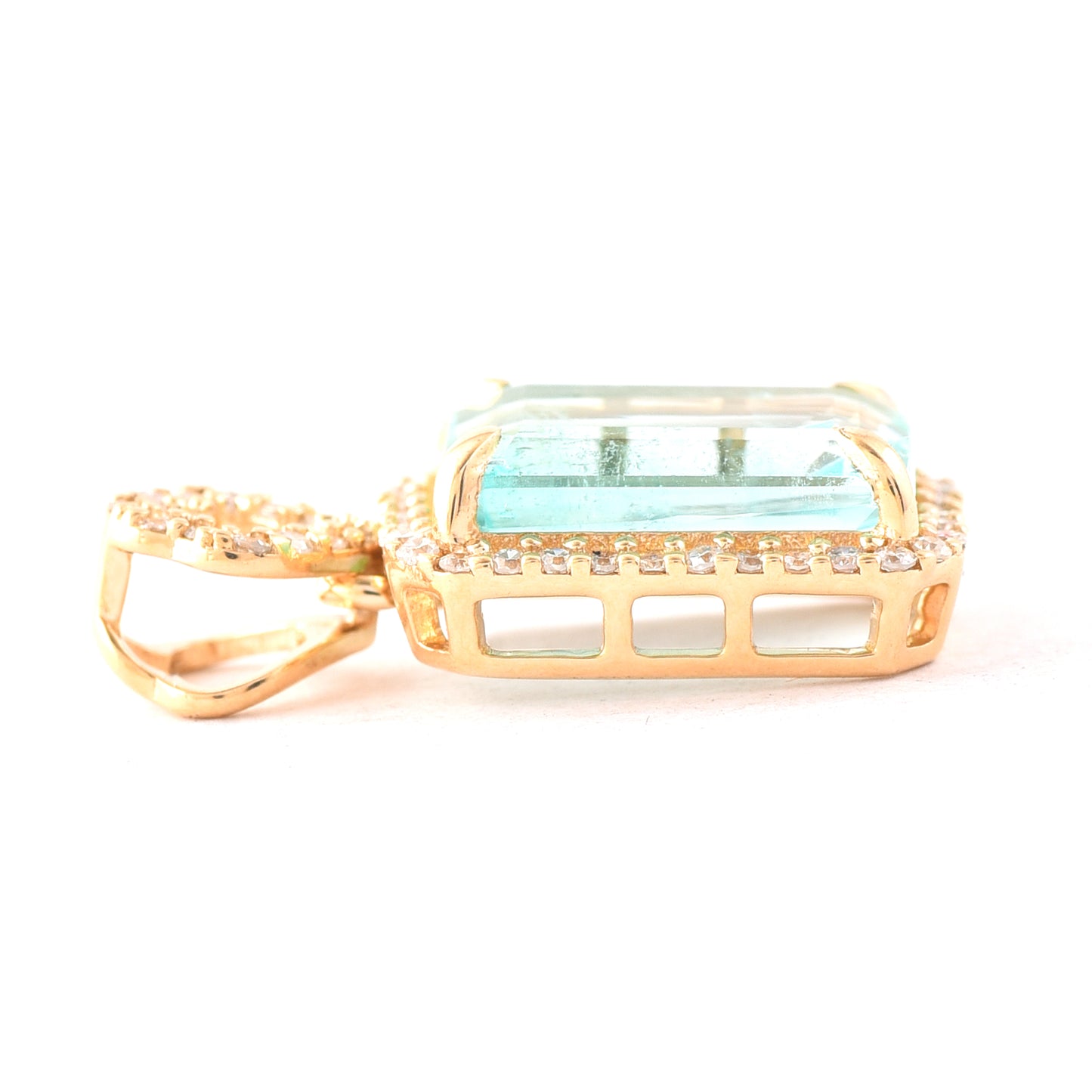 2.10 Ct Octagon Step Cut Natural Emerald 14K Gold Pendant