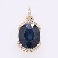 7.32 Ct Oval Mixed Cut Natural Sapphire 14K Gold Pendant