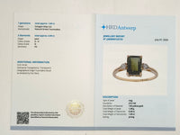 1.69 Ct Octagon Step Cut Natural Green Tourmaline 14K Gold Ring