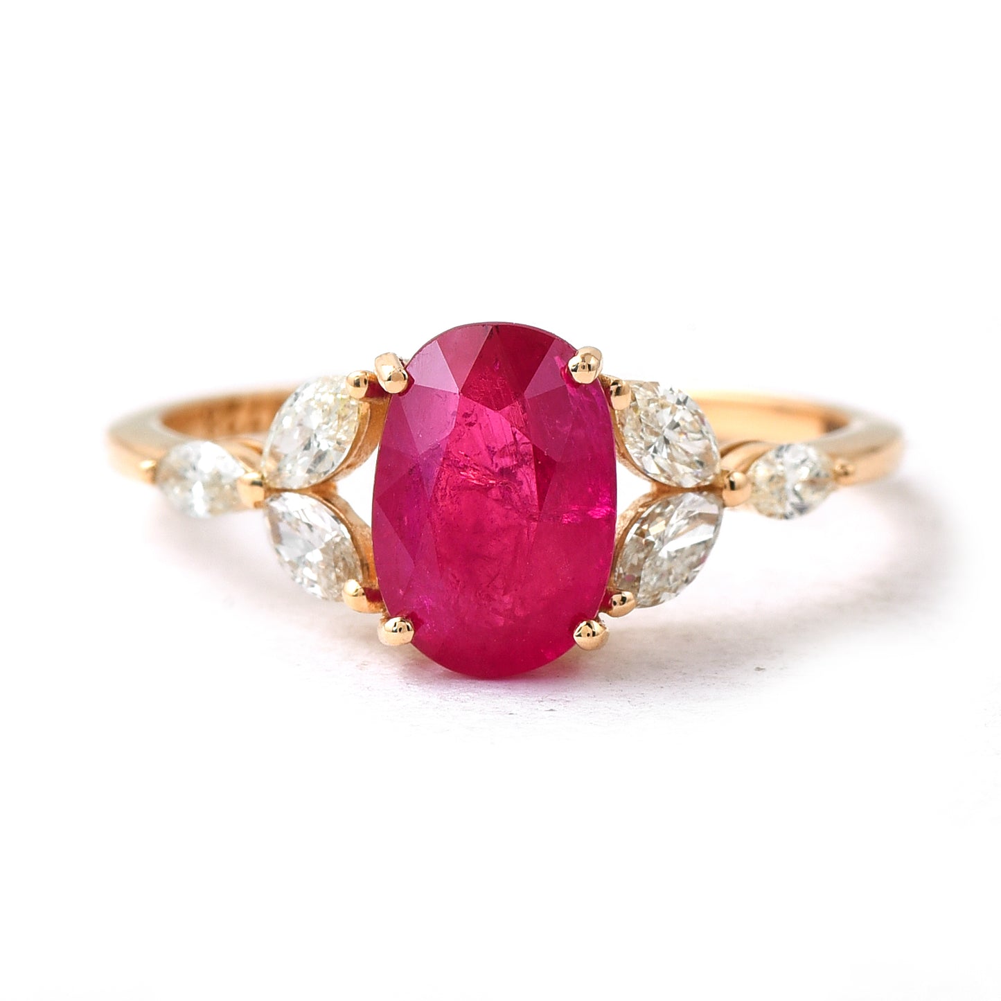 1.64 Ct Oval Mixed Cut Natural Ruby 14K Gold Ring