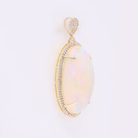 18.82 Ct Oval Cabochon Natural Opal 14K Gold Pendant