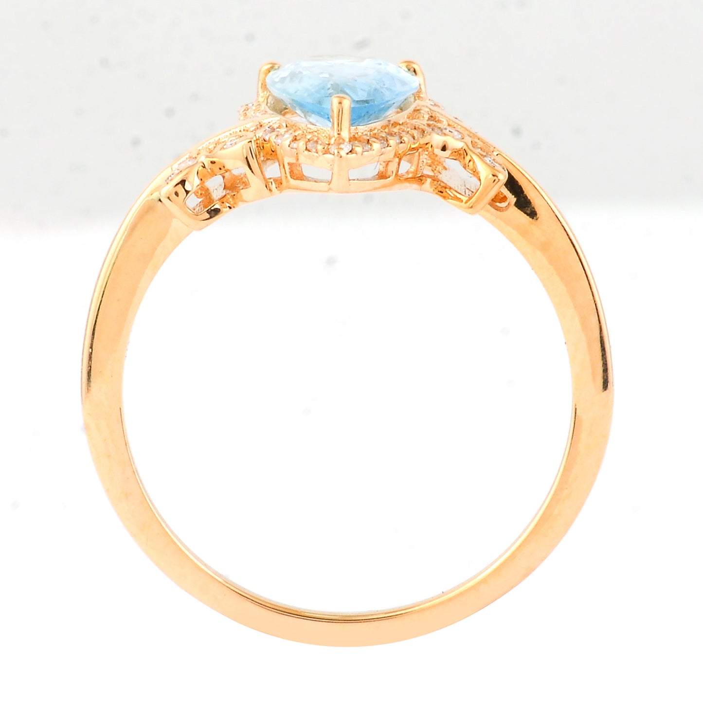 1.32 Ct Pear Mixed Cut Natural Aquamarine 14K Gold Ring