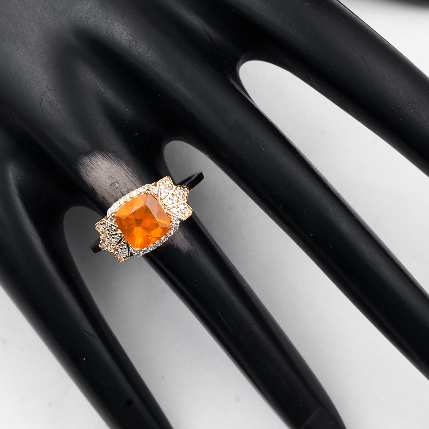 1.06 Ct Cushion Mixed Cut Natural Fire Opal 14K Gold Ring