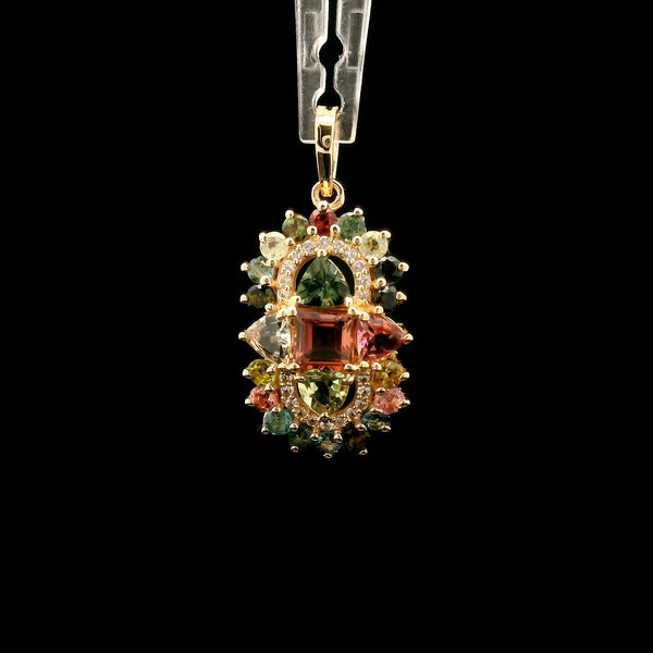 1.53 Ct Square Tourmaline 14K Gold Pendant
