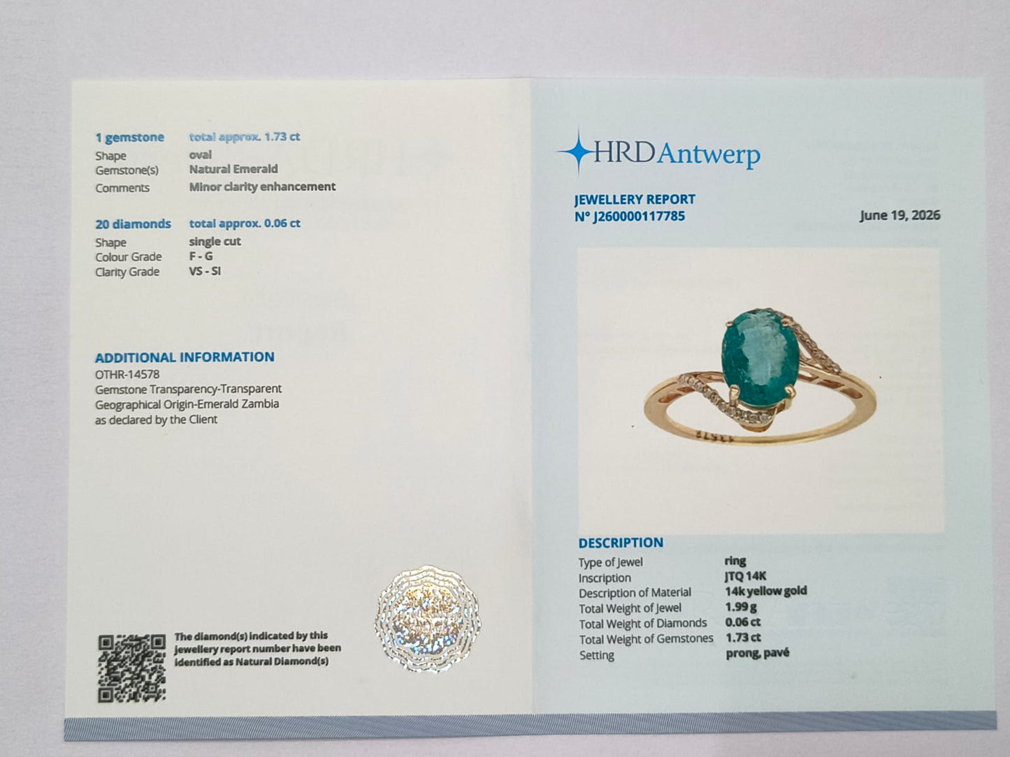 1.79 Ct Oval Natural Emerald 14K Gold Ring