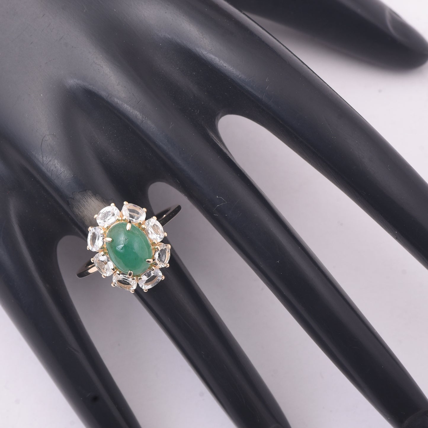 3.46 Ct Oval Emerald 9K Gold Ring