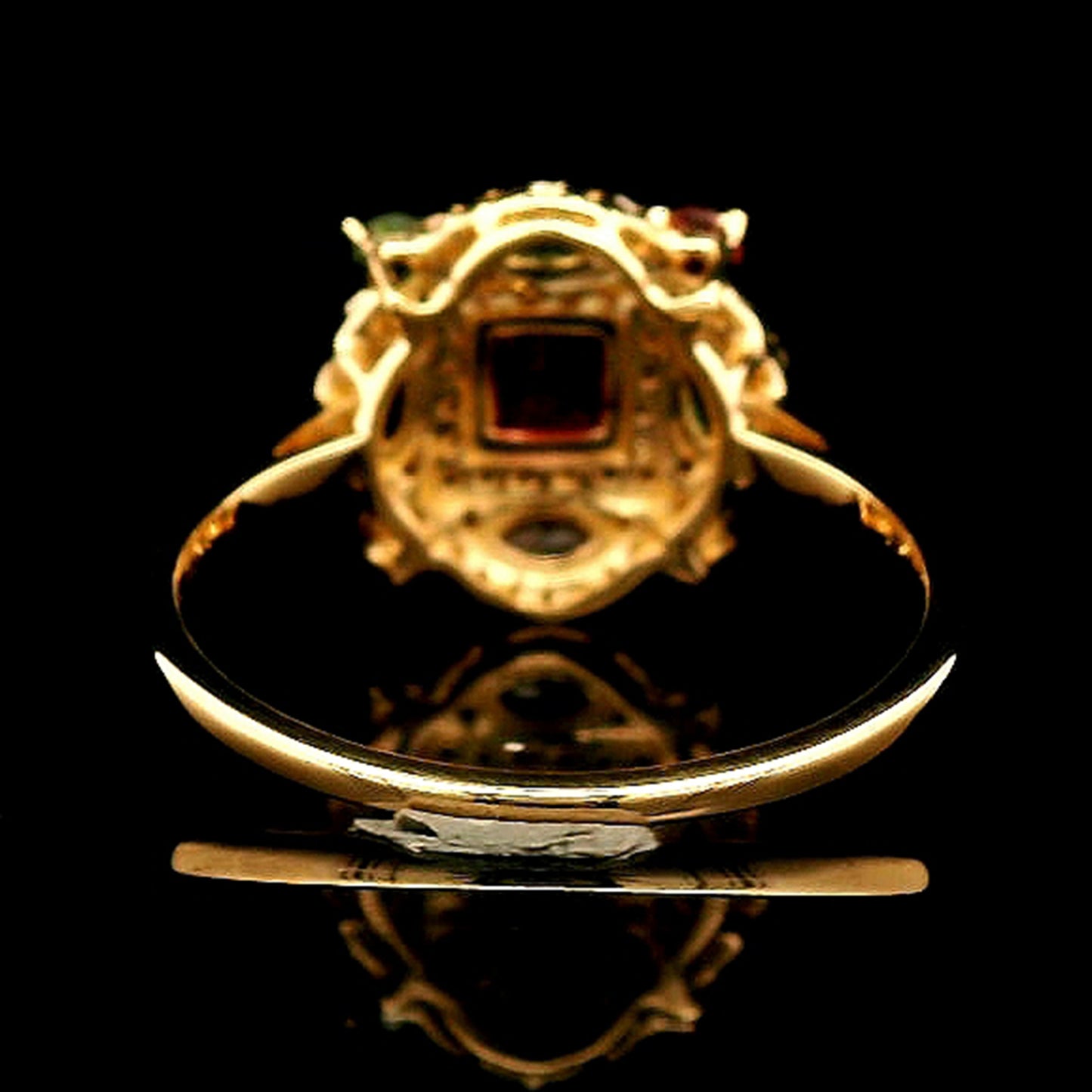 1.02 Ct Square Multi Tourmaline 14K Gold Ring