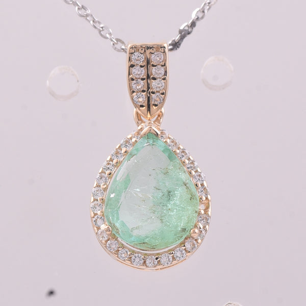 1.58 Ct Pear Emerald 9K Gold Pendant