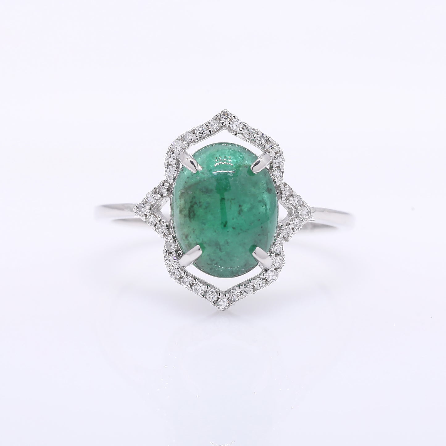 2.90 Ct Oval Mixed Cut Natural Emerald 950 Platinum Ring
