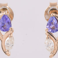 0.32 Ct Pear Natural Tanzanite 14K Gold Earrings