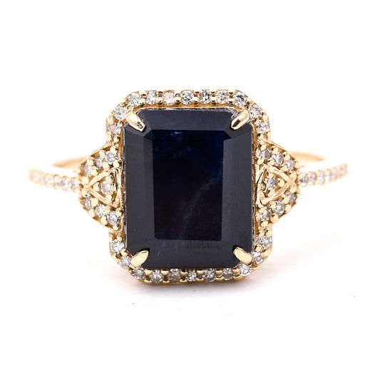 4.11 Ct Octagon Natural Sapphire 14K Gold Ring