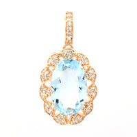 1.75 Ct Oval Mixed Cut Natural Aquamarine 14K Gold Pendant